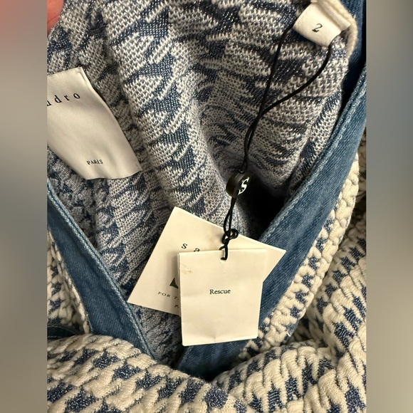 Sandro Blue and Cream Knit Cardigan size 1 - Picture 3 of 9
